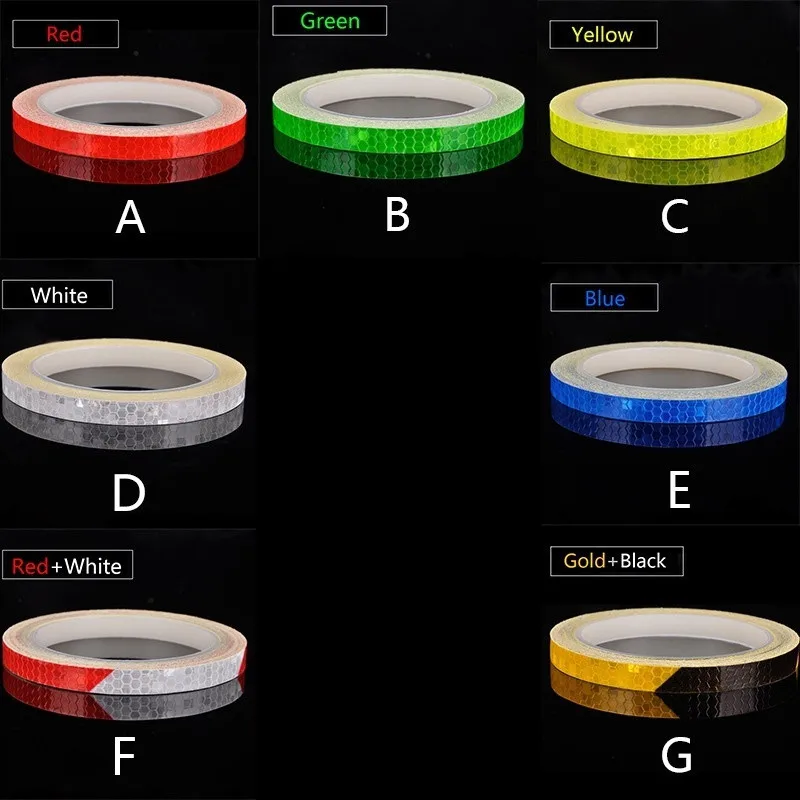 8M X 1CM Bicycle Reflector Fluorescent MTB Bike Bicycle Sticker Cycling Wheel Rim Reflective Stickers Decal Accessories