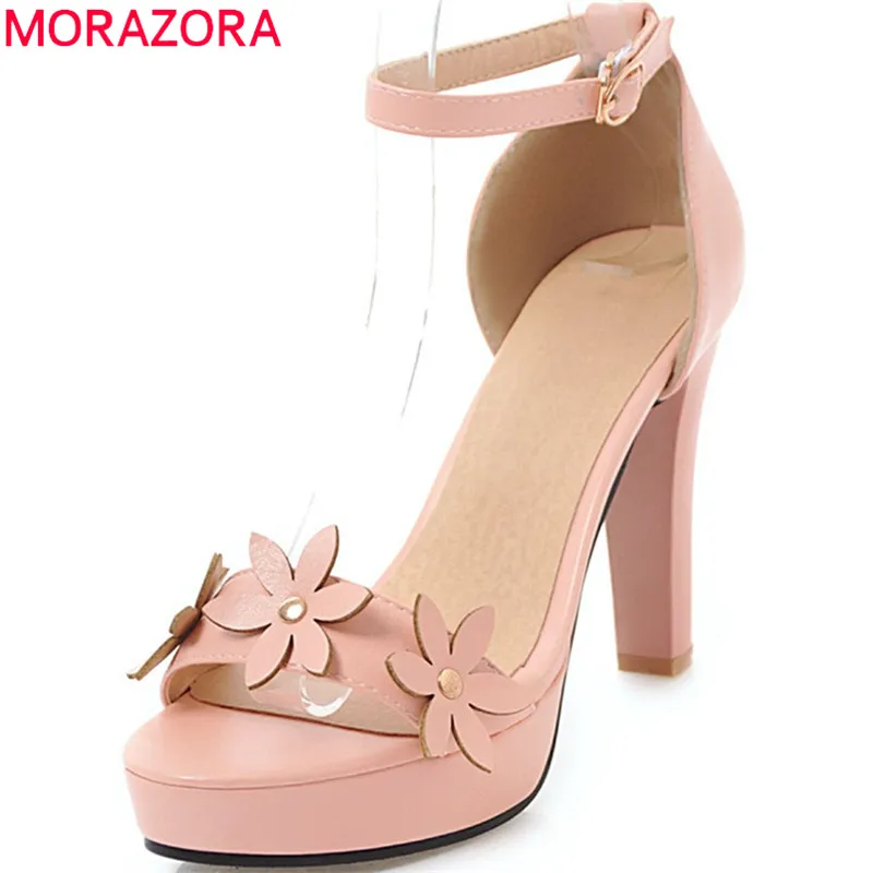 

MORAZORA 2020 new arrival women sandals fashion sexy high heels shoes sweet flowers summer shoes elegant party wedding shoes