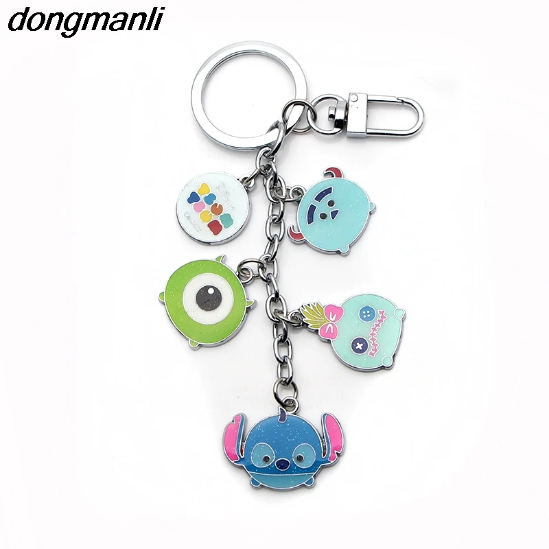 P1681 Dongmanli Anime Cartoon Cute Lilo & Stitch Key Ring Gift Metal enamel Chaveiro car Keychains Figures Pendants