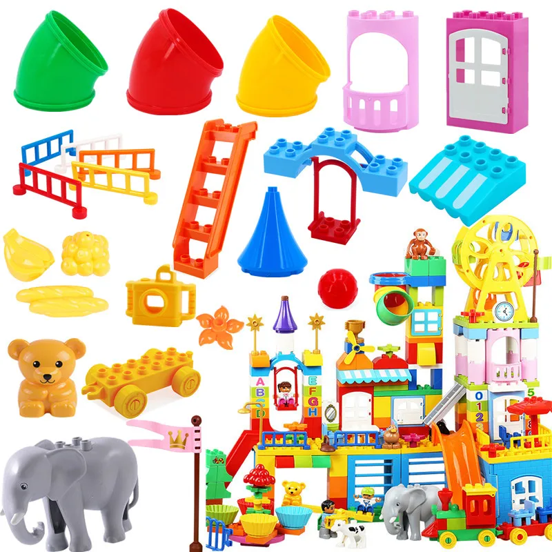 

Big size Accessories Diy Big Happy Castle House Building Blocks Play Bricks Parts Toys for children Christmas gift