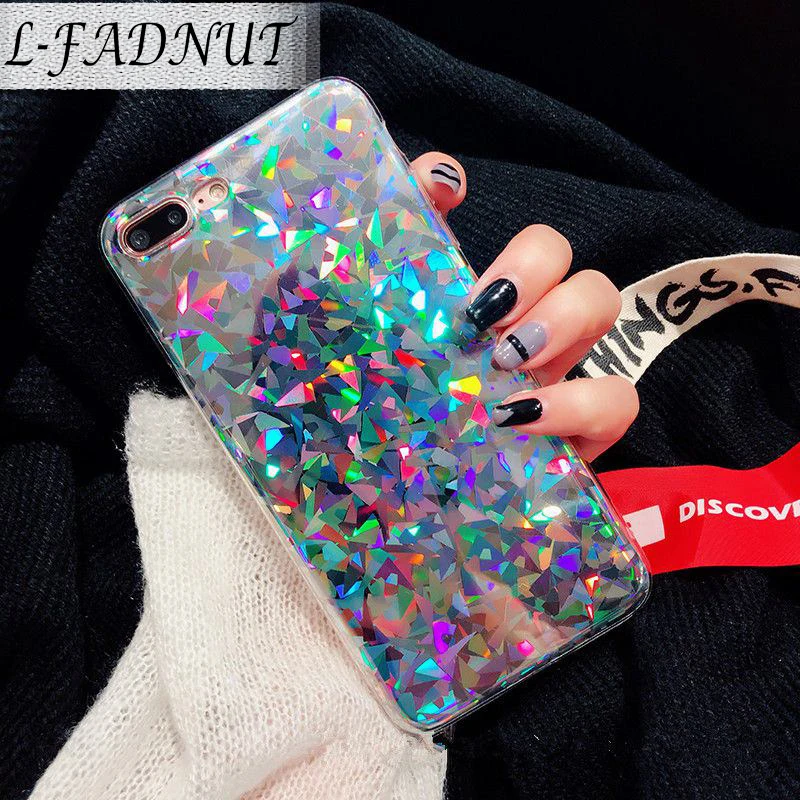L-FADNUT чехол для iPhone 7 Xr X Xs Max 8 6 S Plus 5 SE Чехол женский мягкий пластиковый с блестками