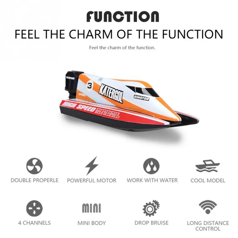 3312M F1 2.4GHz RC Boat 4 CH High Speed Mini Racing Boat Drop Bruise Rechargeable Powerful Speedboat Children Toys best gifts