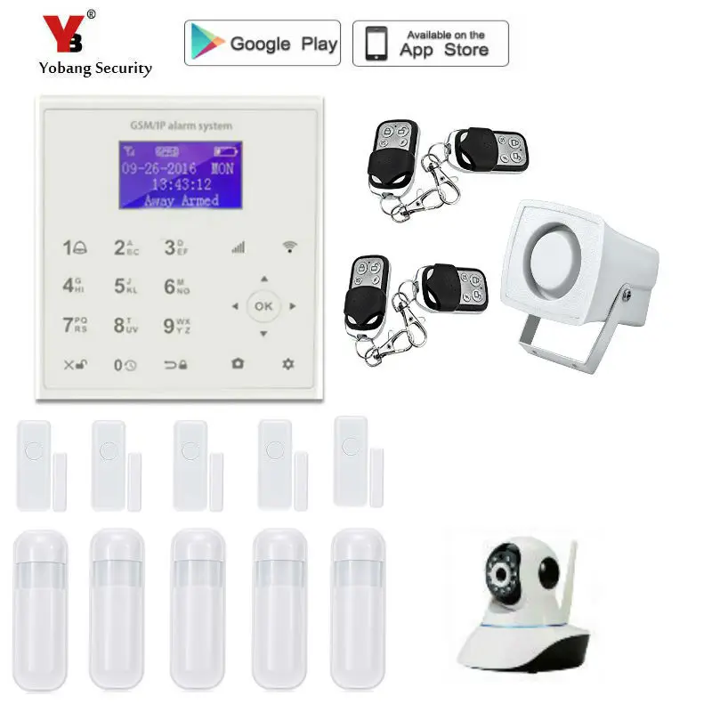 

Yobang Security wireless wifi gsm alarm system TFT display door sensor home security alarm systems Wired Siren Kit