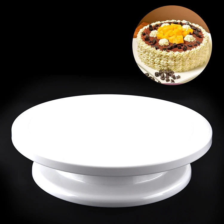 

Plastic Cake Stand cake turntable can manually rotate round plastic cake turntable DIY flower turntable baking tools