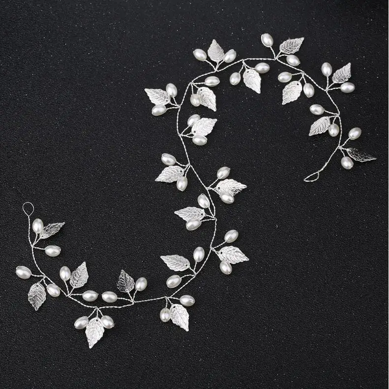 

2019Gold Silver White Headbands Hair Jewelry Pearl Crystal Leaf Bride Tiaras Headpiece Wedding Bridal Hair Accessories Gift