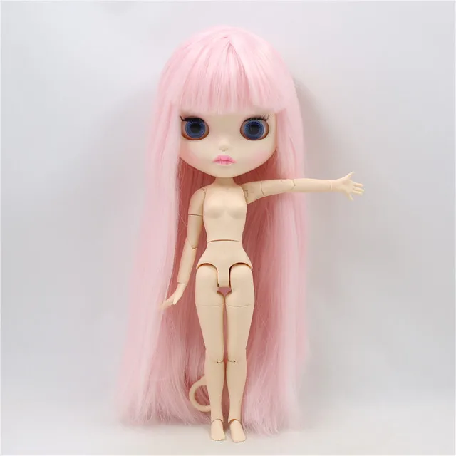 Заводская шарнирная кукла blyth joint body белая кожа новая Лицевая панель матовая для лица BL2352 бледно-розовые волосы 30 см - Цвет: nude doll