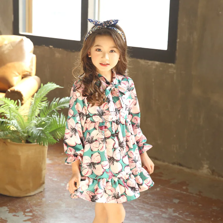 floral big girls school dress long sleeve 2018 new spring summer autumn a live children dress print flower baby girls clothing 2018 4 5 6 7 8 9 10 11 12 13 14 15 years little big girls  dres for kids toddler girl dresses (2)