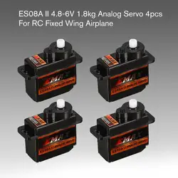 4 шт. EMAX аналоговые Пластик Шестерни Servo ES08A II 4,8 V-6 V 1,8 кг 0,12/0,10 s/60 градусов для RC FPV Самолет с неподвижным крылом с дистанционным управлением