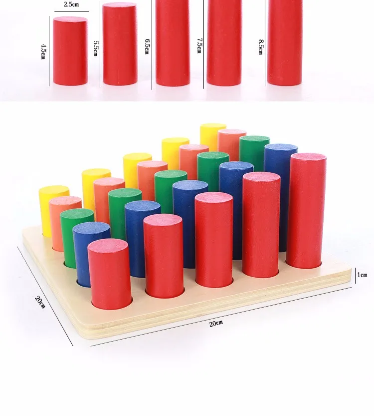 Монтессори цилиндрическая планка с петлями деревянная обучающая длина геометрические фигуры цвет Сортировка детские игрушки развивающие игрушки