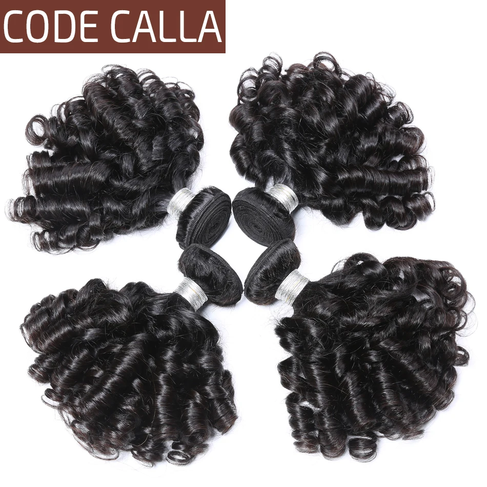 

Code Calla Bouncy Curly Remy Hair Weave 3/4 Bundles Can Choose 100% Peruvian Human Hair Extensions Natural Black Color For Women
