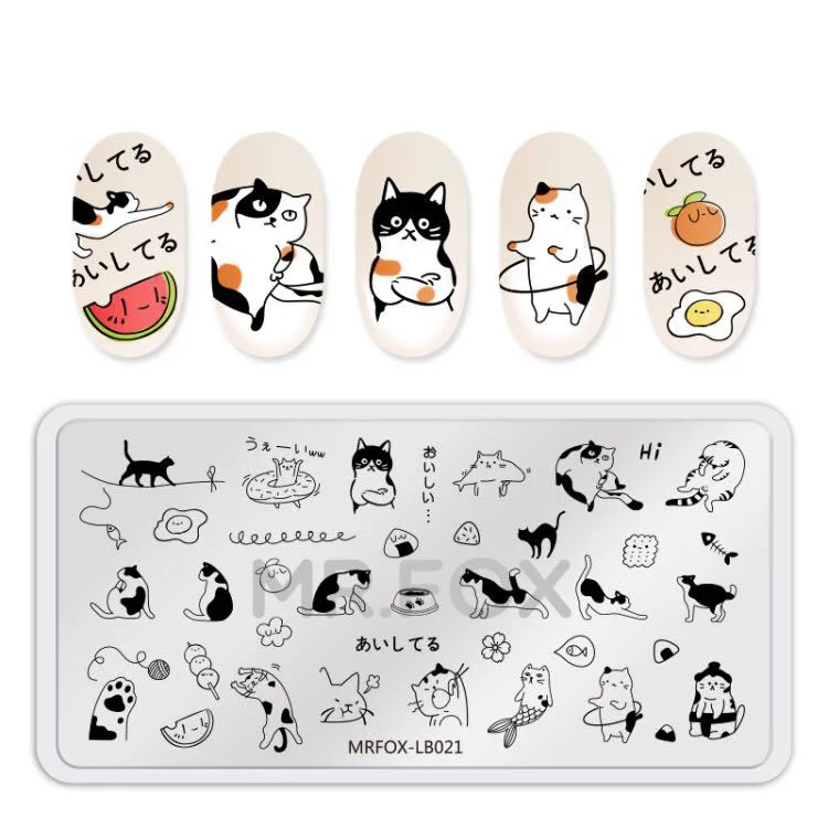 

6.5*12.5cm Nail Stamping Template Plates for Stamping Little Cat & Flower Image Designs Manicure Stamper Nail Stamp Printer
