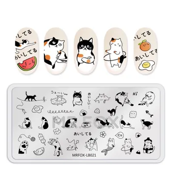 

6.5*12.5cm Nail Stamping Template Plates for Stamping Little Cat & Flower Image Designs Manicure Stamper Nail Stamp Printer