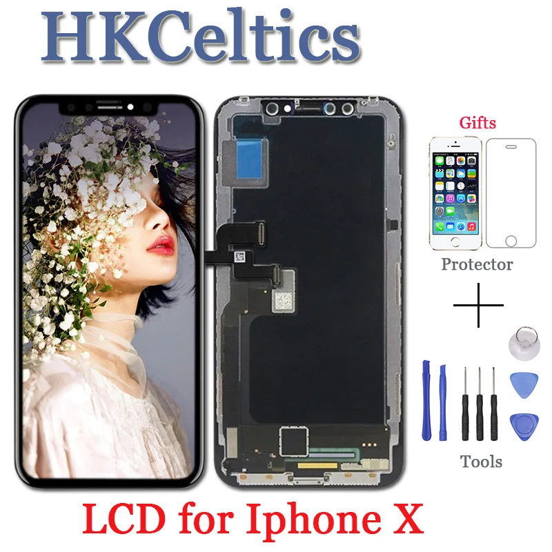 

5pcs 100% Tested AMOLED LCD Display For iPhone x 3D and Touch Screen Assembly Digitizer Replacement for Iphone x No Dead Pixel
