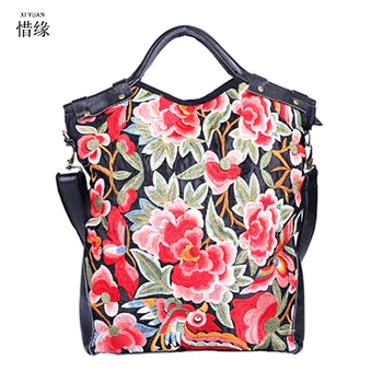

XIYUAN BRAND Embroidery Flower Fashion Women Shoulder Handbags Messenger Crossbody Bags Evening Totes Bag Box Clutch Purse RED