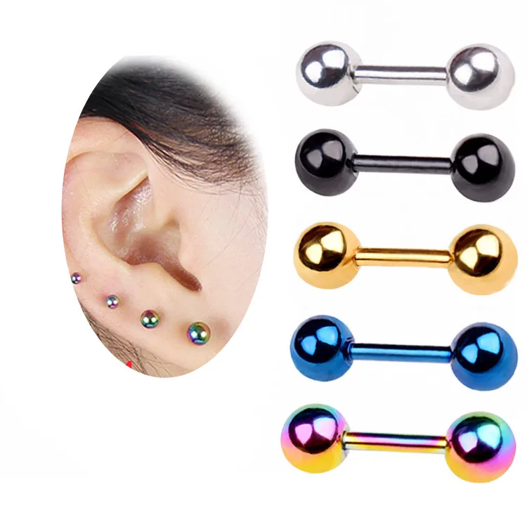 

KPOP DNA Korean V Punk High quality Titanium steel Prevent allergy pure Circular The barbell Dumbbells Stud earrings for women