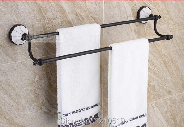 

Newly US Free Shipping Wholesale And Retail 61.5cm Vintage Oil Rubbed Bronze Dual Tiers Towel Rack Wall Mount Towel Bar
