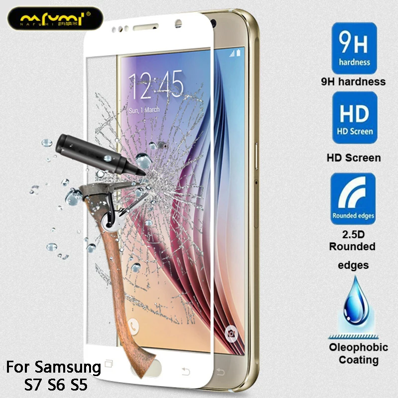 

6D Full Curved Tempered Glass For Samsung S7 S6 S5 Protector Toughened Glass Full Screen Protective Tempered Protection Film