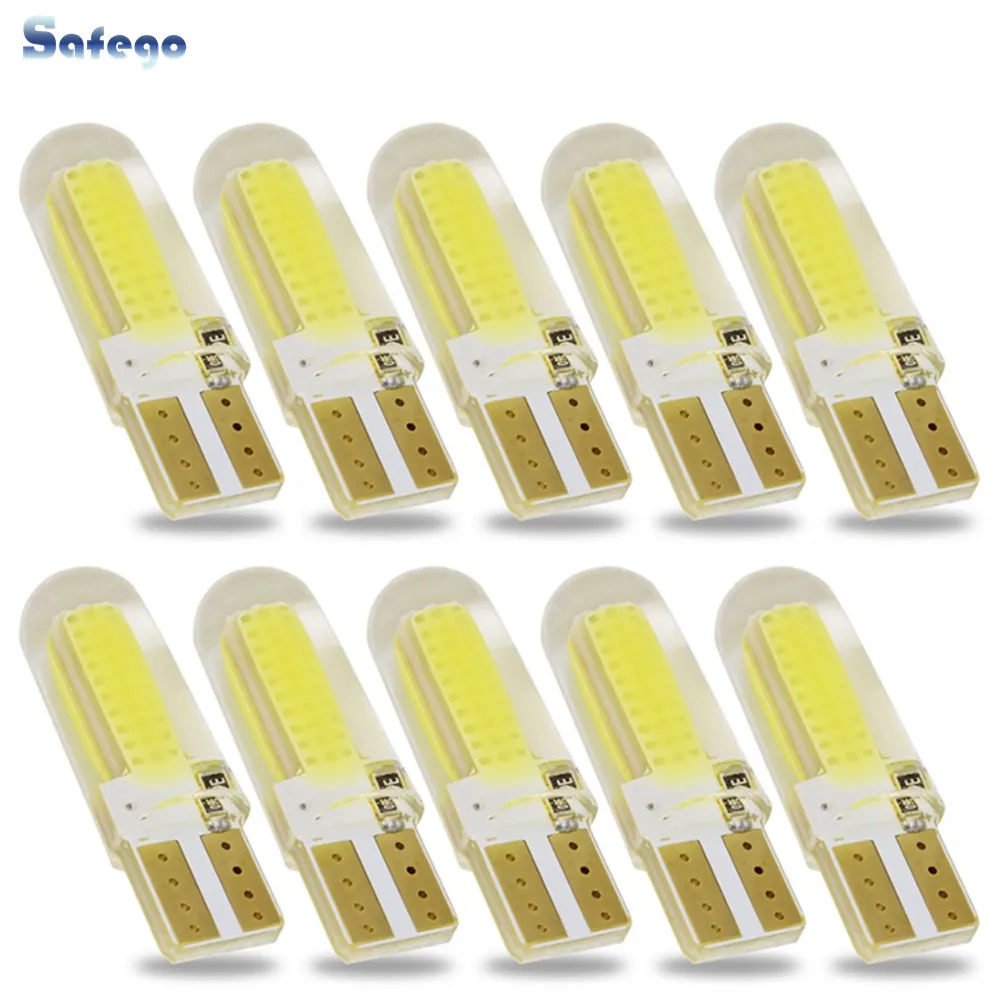 

10pcs T10 W5W Wedge 194 168 LED COB 12V T10 Led Car Light Bulb Side Reading Indicator Signal Tail Dome Bulb Lamp 33mm 23mm