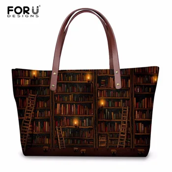 

FORUDESIGNS Vintage Women Casual Messenger Bags Handbags Cute Book Shelf Sleepy Kitty Cat Pattern Ladies Large Beach Tote Bags