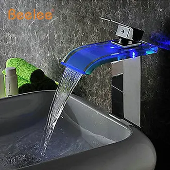 Beelee-grifos LED de latón para baño Grifo, grifos cromados para Baño