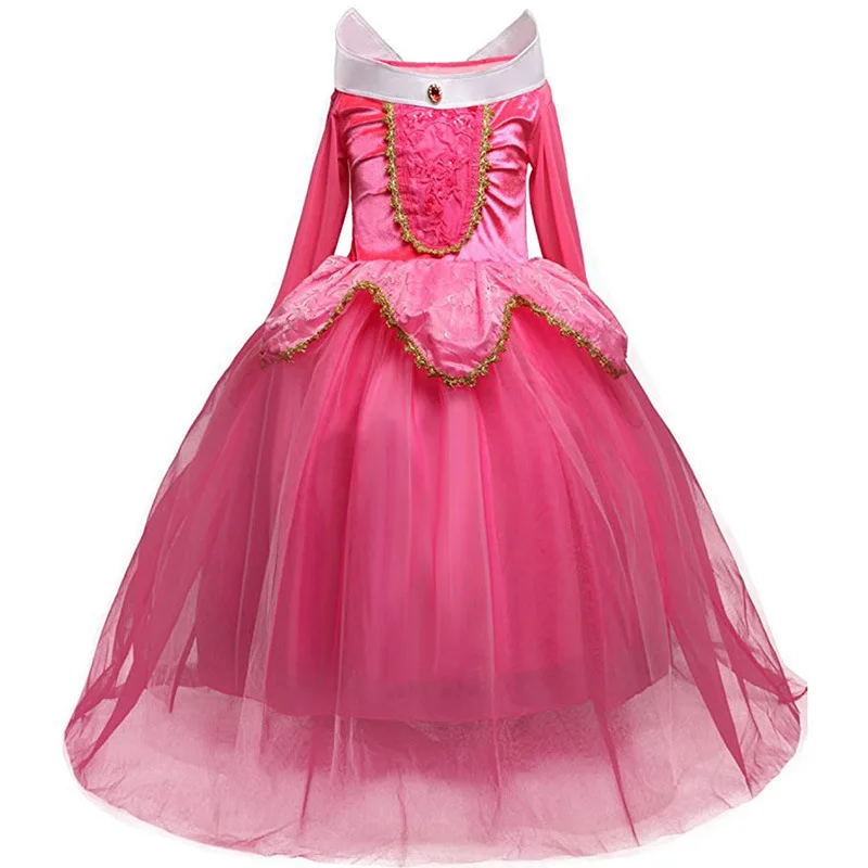 

Girls Sleeping Beauty Princess Cosplay Party Dresses Children Long Sleeve Costume Clothing Kids Tutu Dress for Christmas