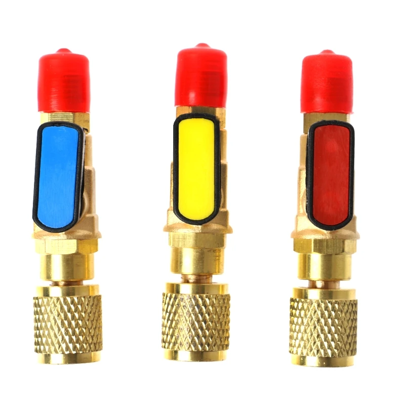 1/4" Male To 1/4" Female Straight Ball Valve AC Charging For R22 Refrige For Standard SAE Refrigerant Charging Hose