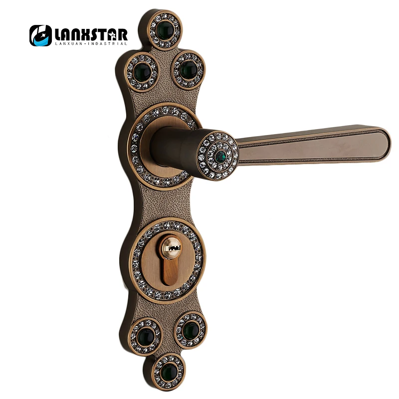 European Style Bronze Lockset Handle PVD Locks Interior Door Classical