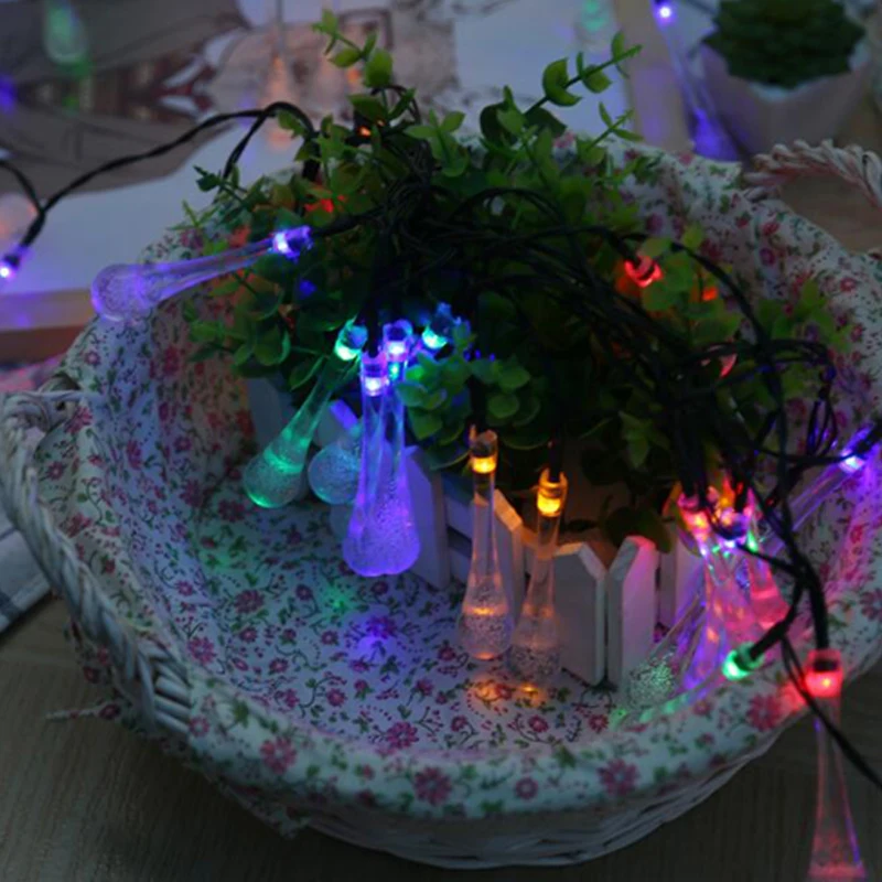 Solar Light Colorful Raindrop Solar Lamp Waterproof Christmas Holiday Outdoor Garden Decoration Fairy Solar Battery String Light (7)