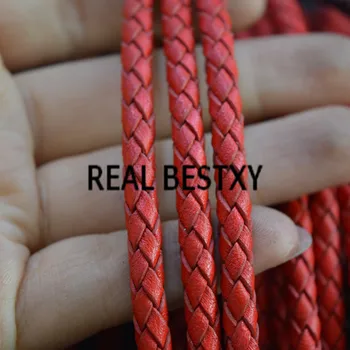 

REAL BESTXY 5m/lot 5mm/red Round Real Genuine Leather Cord Rope/String/Wire for Necklace Bracelet Red DIY Jewelry Making ropes