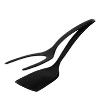 2 In 1 Grip and Flip Tongs Pancake Toast Omelette Overturned Spatula Fried Egg Clip Beefsteak Turners Kitchen Cooking Tools page turners 2 beautiful game