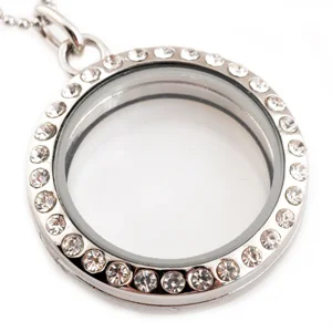 

Hot wholesale Charms Alloy Necklace 30mm Round Magnetic Glass Floating Locket Pendants With Rhinestones Free Chain For GIFTS