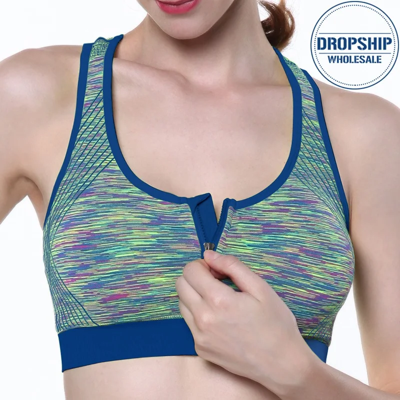 

2019 Women Yoga BH Bra Front Zipper Top SEXY Sports Fitness Push up Gym Running Shockproof Shirt Workout Fast Dry Vest Plus Size