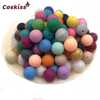 

10Pcs 15mm Round Beads Silicone Beads Teething Baby Teether Baby Tool Care Necklace Pacifier Chain DIY Silicone Teething Toy