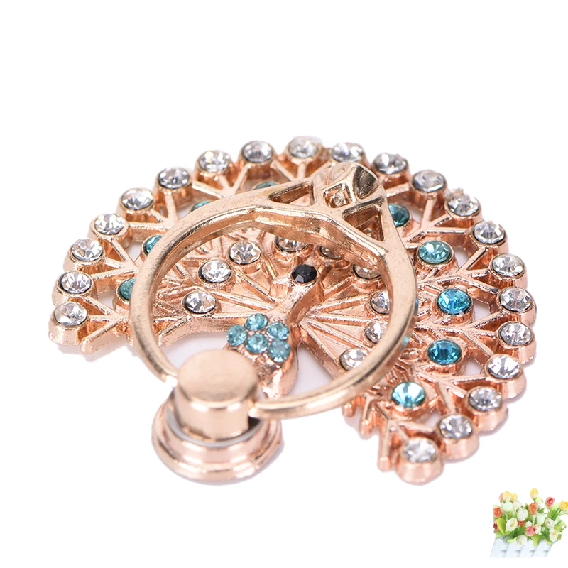 Peacock Shape Shiny Diamond Finger Stand 360 Degree Phone Metal Holder Ring For IPhone 5 6 6s 6plus 6splus 7 For Samsung Huawei