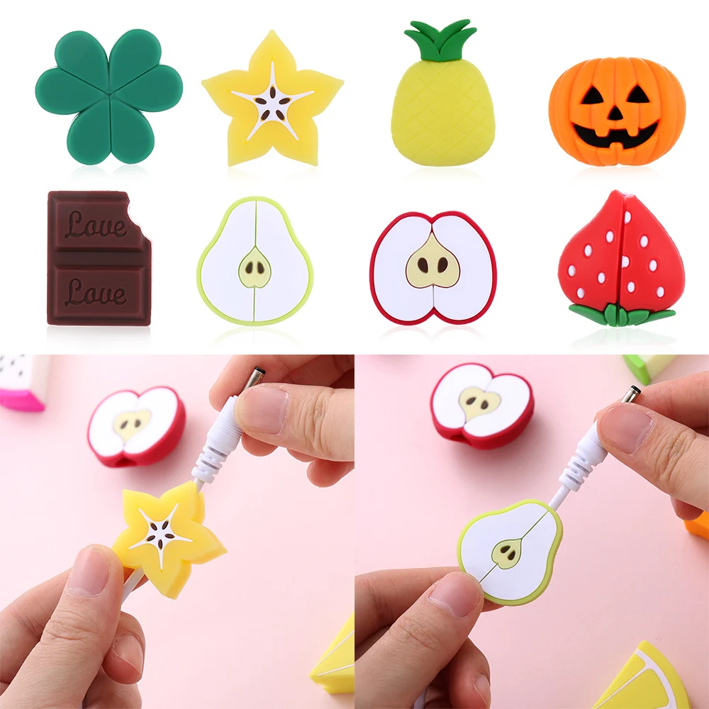 

New Popular Cartoon Fruit Cable Bite Cute Phone Charger Protector Data Line Cover Charging Cable Bite Soft Cord Accessories