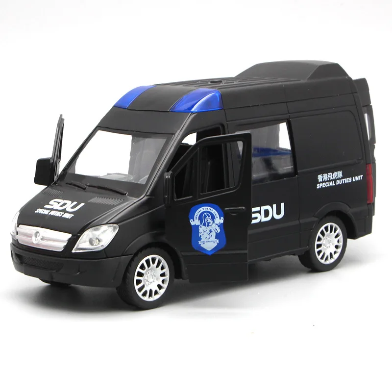 

17cm Business Political Toy Car Model Alloy 1:32 Sound Light For Mercedes-Benz 110 Service Alloy Pull Back HK SDU Auto Car Model