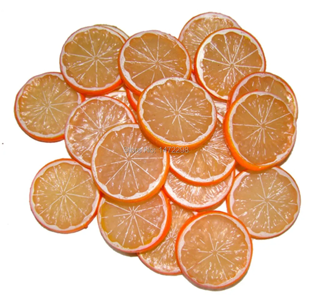 20pcs Lifelike Fake Lemon Slice Garnish Artificial Fruit Faux Food
