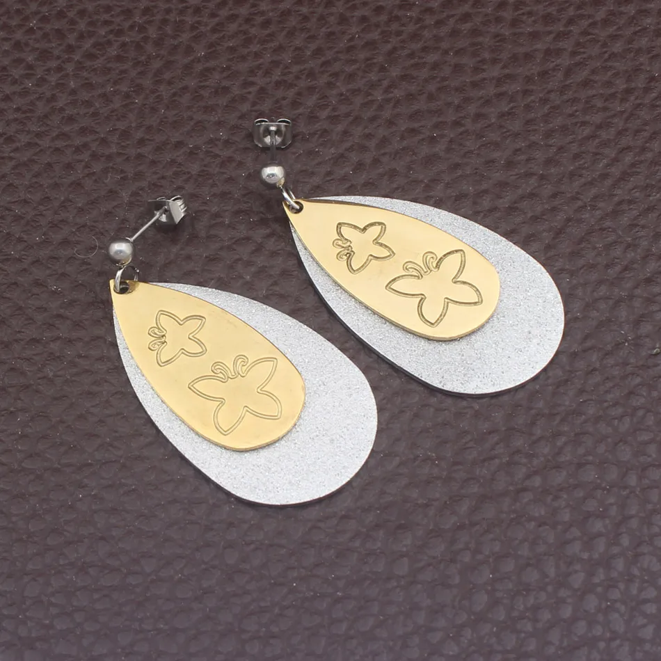 

Wholesale Fashion Stainless Steel Jewelry High Quality Leaf Drop Earrings For Woman Jeepsoon EKCB30