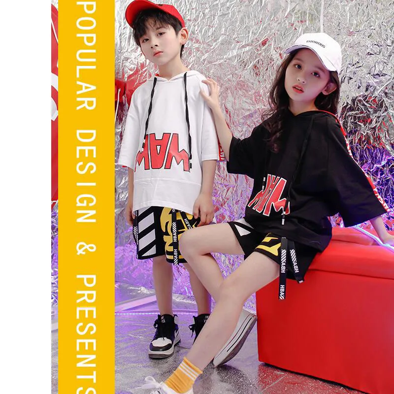 Boys loose Tshirt Hoodie Modern dance Clothing Kids Hip Hop Jazz Dance wear Costumes Girls Ballroom Dancing Outfits Streetwear