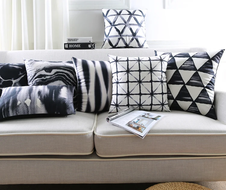 Buy Black And White Cushion Cover Retro Geometric