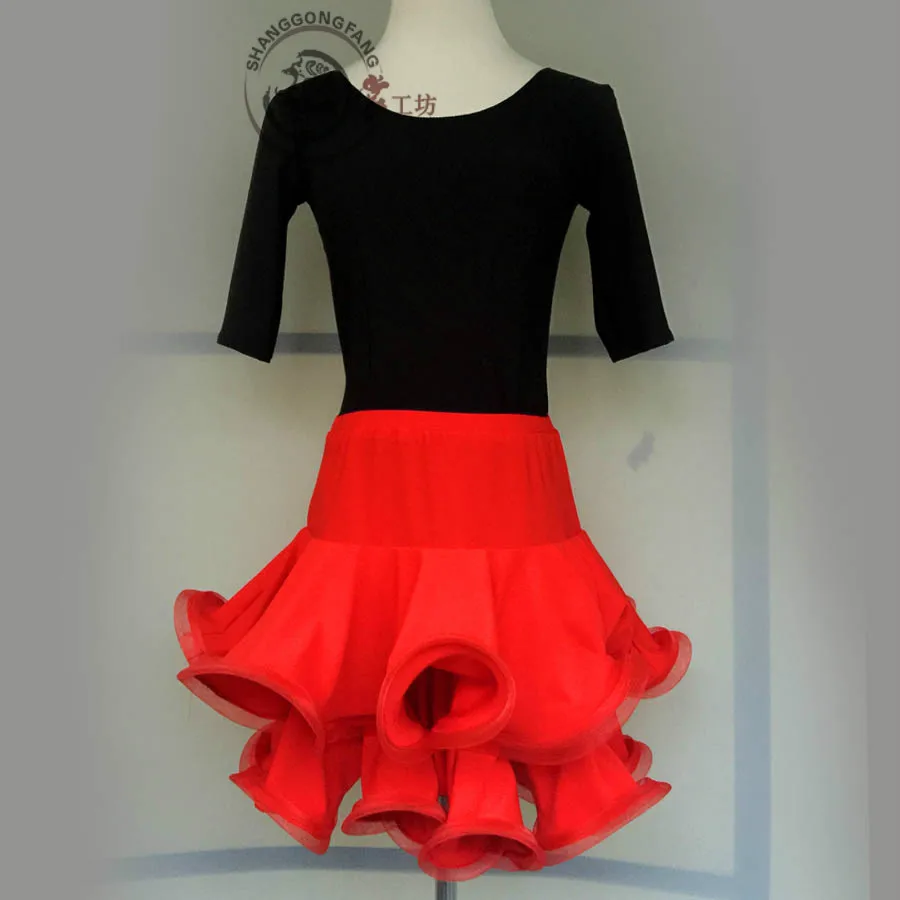 

New style latin dance costume sexy spandex half sleeves top+skirt 2pcs latin dance set for women latin dance suits