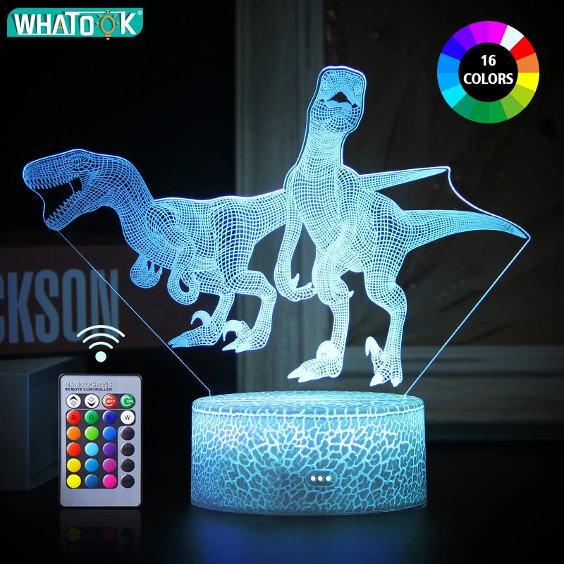 dinosaur 3d night light touch table desk lamp