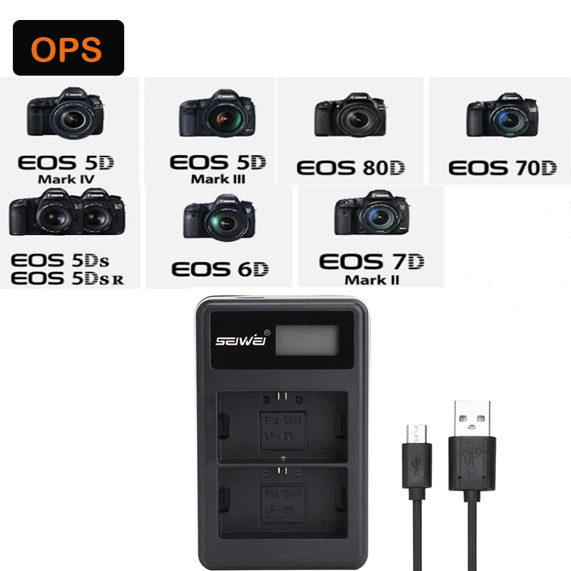 USB светодио дный экран LP-E6 двумя слотами Батарея зарядное устройство для canon 80D 5D EOS 70D 6D 7D2 LP-E6N