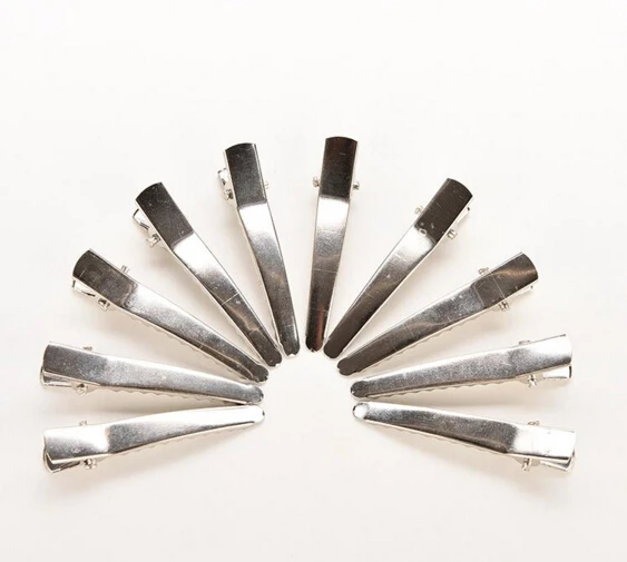 

50pcs/lot Silver Flat Metal Single Prong Alligator Hair Clips Barrette for Bows DIY accessories hairpins
