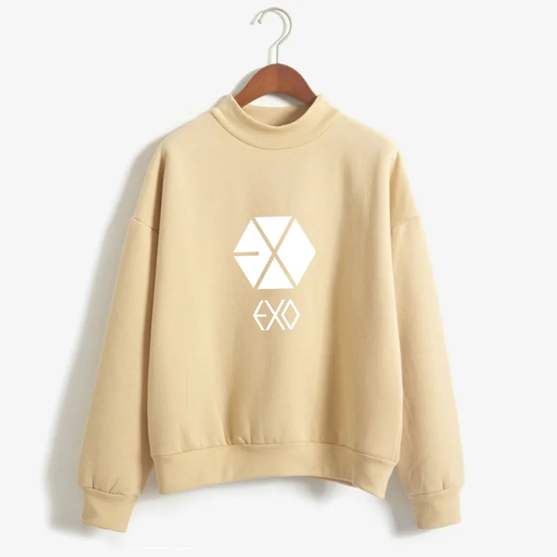 Толстовки EXO Kpop Женская толстовка зимний Женский свитшот с принтом Moletom K pop