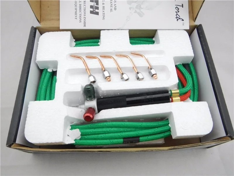 

Welder Set Gas Oxygen Welding Torch Acetylene Cutting Kit w/ 5 Nozzles For Jewelry Dental Tool With Soldering Gun Nozzle