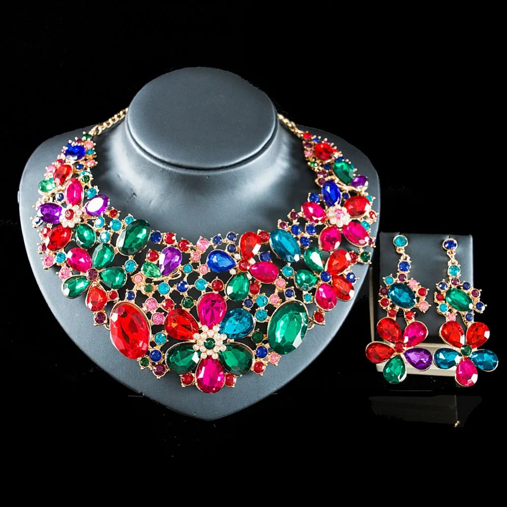 Женский Свадебный комплект из колье серёг и кольца|necklace and earrings|bridal jewelry setstrendy bridal