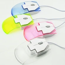New 4 Color Fashion Transparent Wired Mouse Silent Gamer Colorful LED Power Saving Glow Gaming Mouse Mice for Laptop Desktop