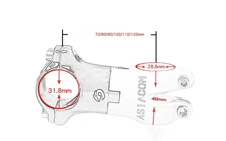 ASIACOM Mtb стволовых велосипед стволовых углерода 31,8 мм Дорожный велосипед выноса 70/80/90/100/ 110/120 мм велосипед аксессуар