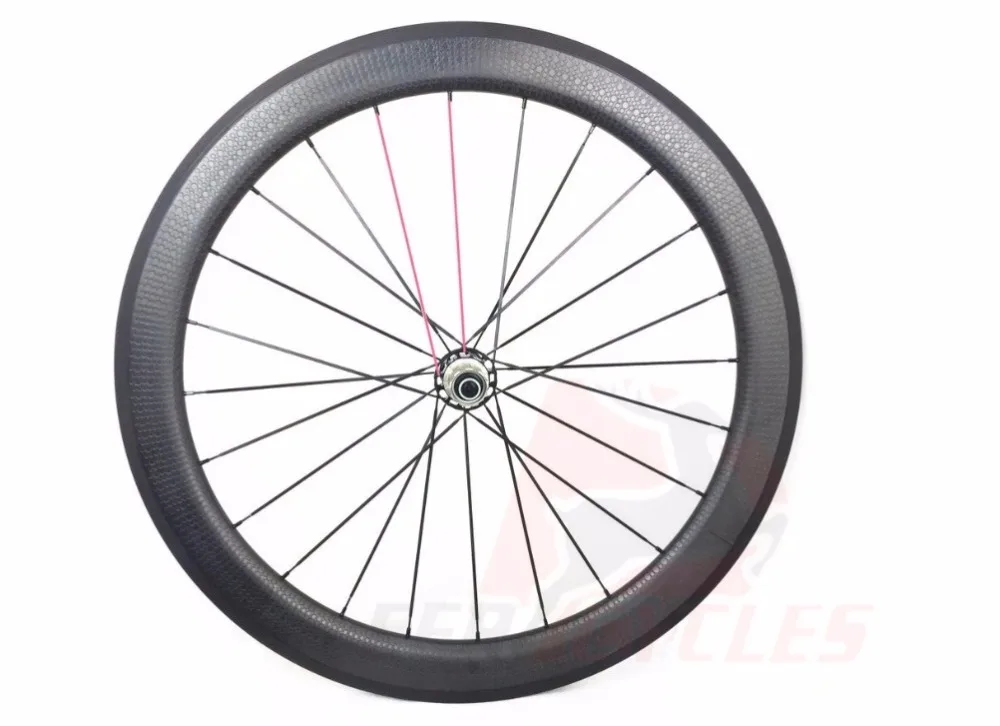 58mm deep carbon wheels dimpled surface powerway r49